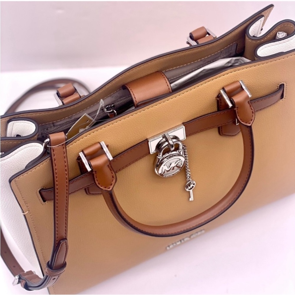 Michael Kors Hamilton Medium Color-Block Leather Satchel - Picture 6 of 11